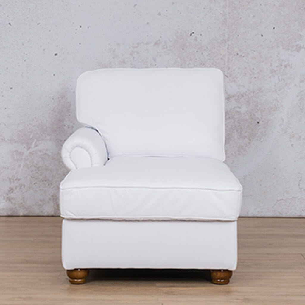 Salisbury Leather Chaise LHF Leather Armchair Leather Gallery Czar White Full Foam 