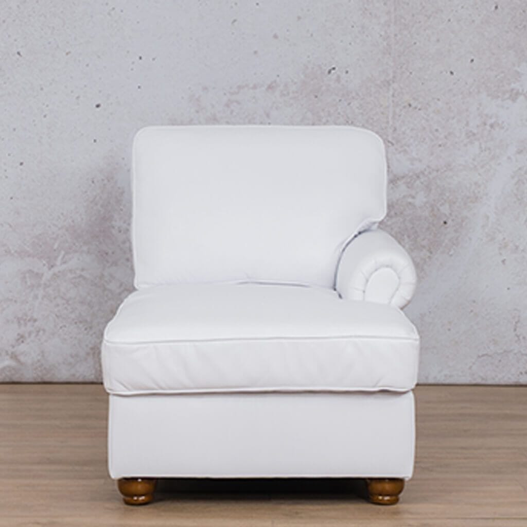 Salisbury Leather Chaise RHF Leather Armchair Leather Gallery Czar White Full Foam 