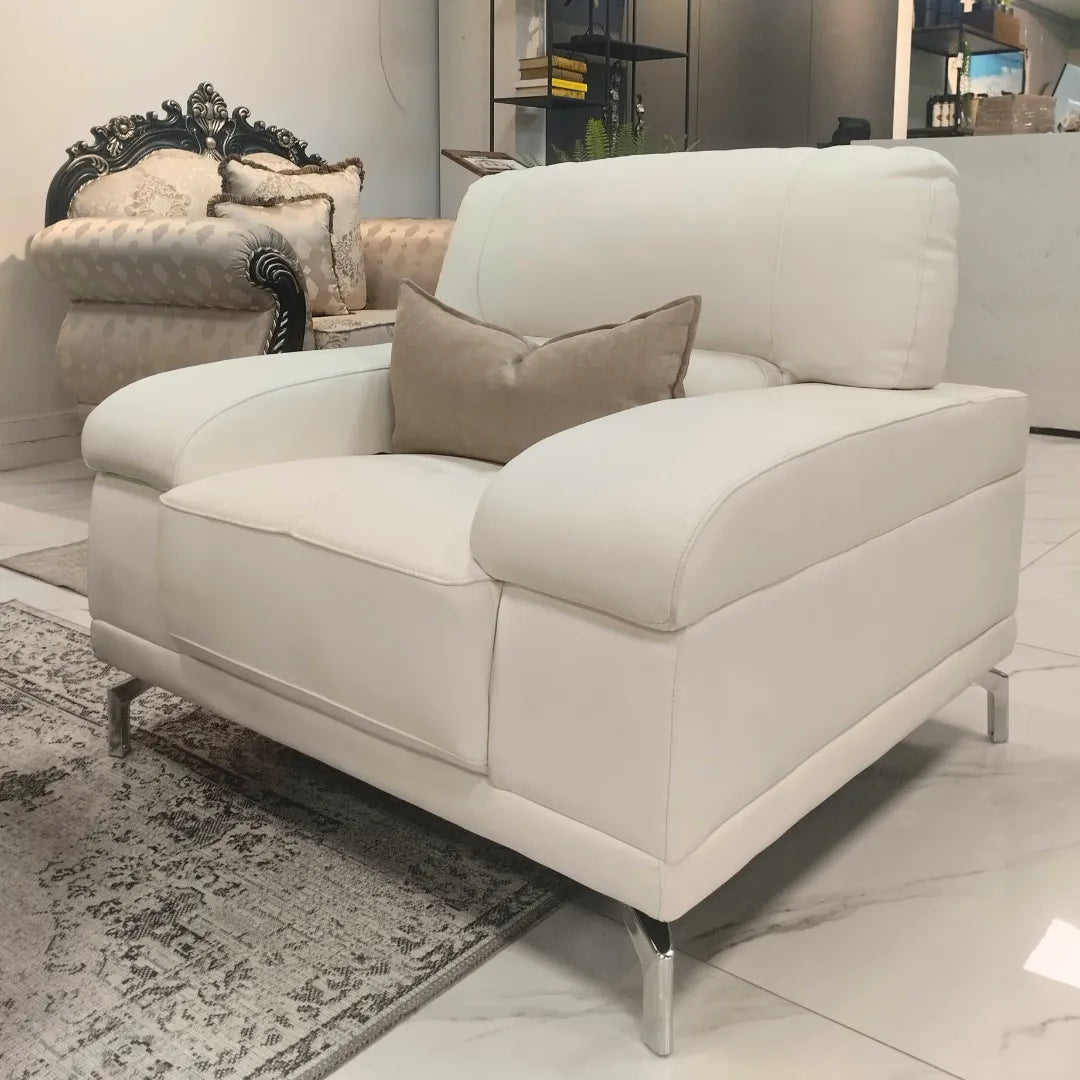 Adaline 2+1 Leather White Sofa Suite - Warehouse Clearance Leather Sofa Leather Gallery 