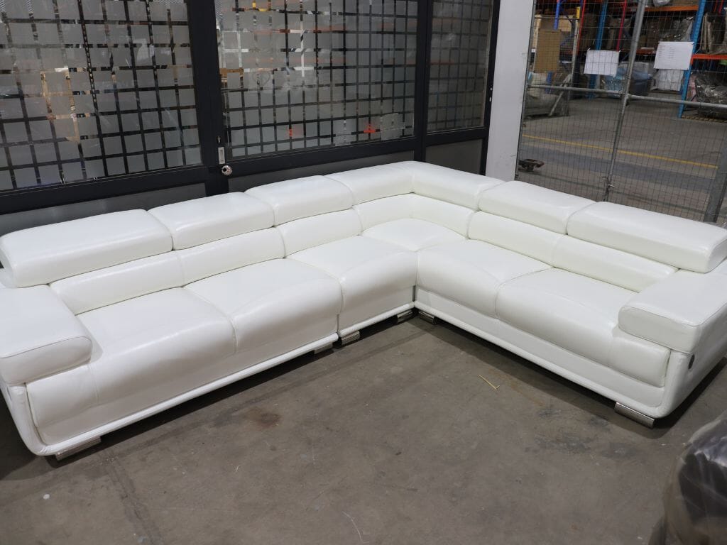 Tobago White Sectional + Armless Leather Gallery 