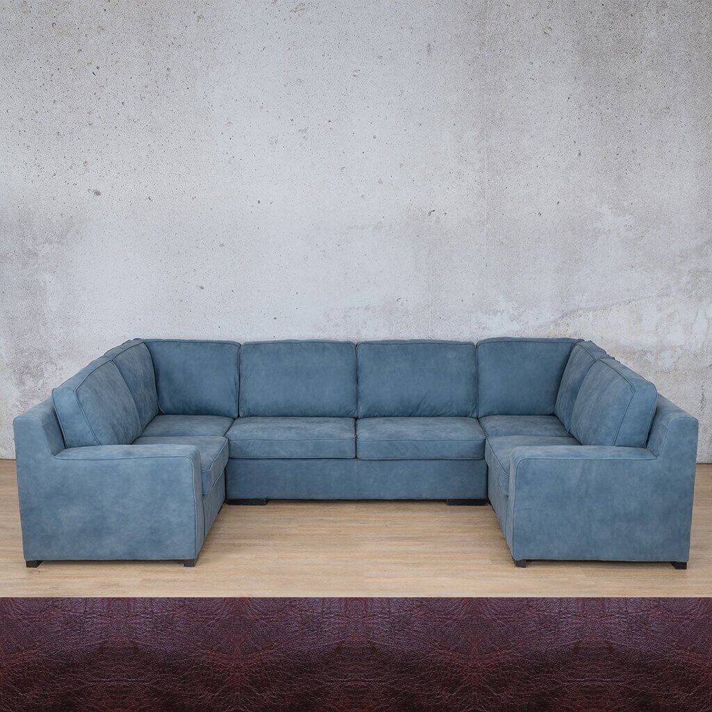 Rome Leather U-Sofa Sectional Leather Sectional Leather Gallery Royal Coffee 