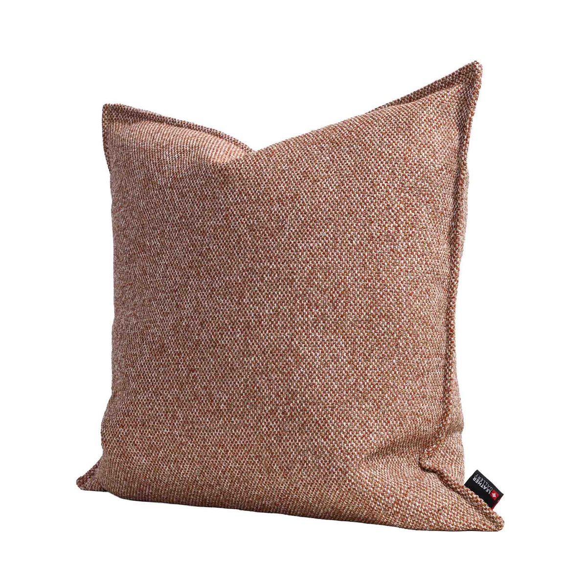 Leather Gallery Aardé Cushion in Sienna Rust, featuring a textured herringbone tweed in warm brown and beige tones.