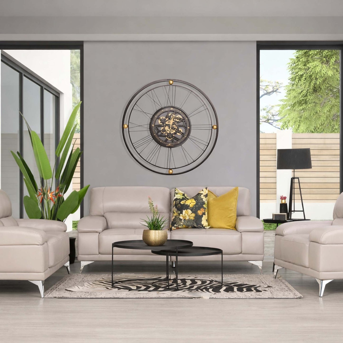 Adaline 3+2+1 Leather Lounge Suite in Luxe Grey, shown in a sophisticated lounge setting. | Leather couches, couches for sale, sofas and couches, lounge suite
