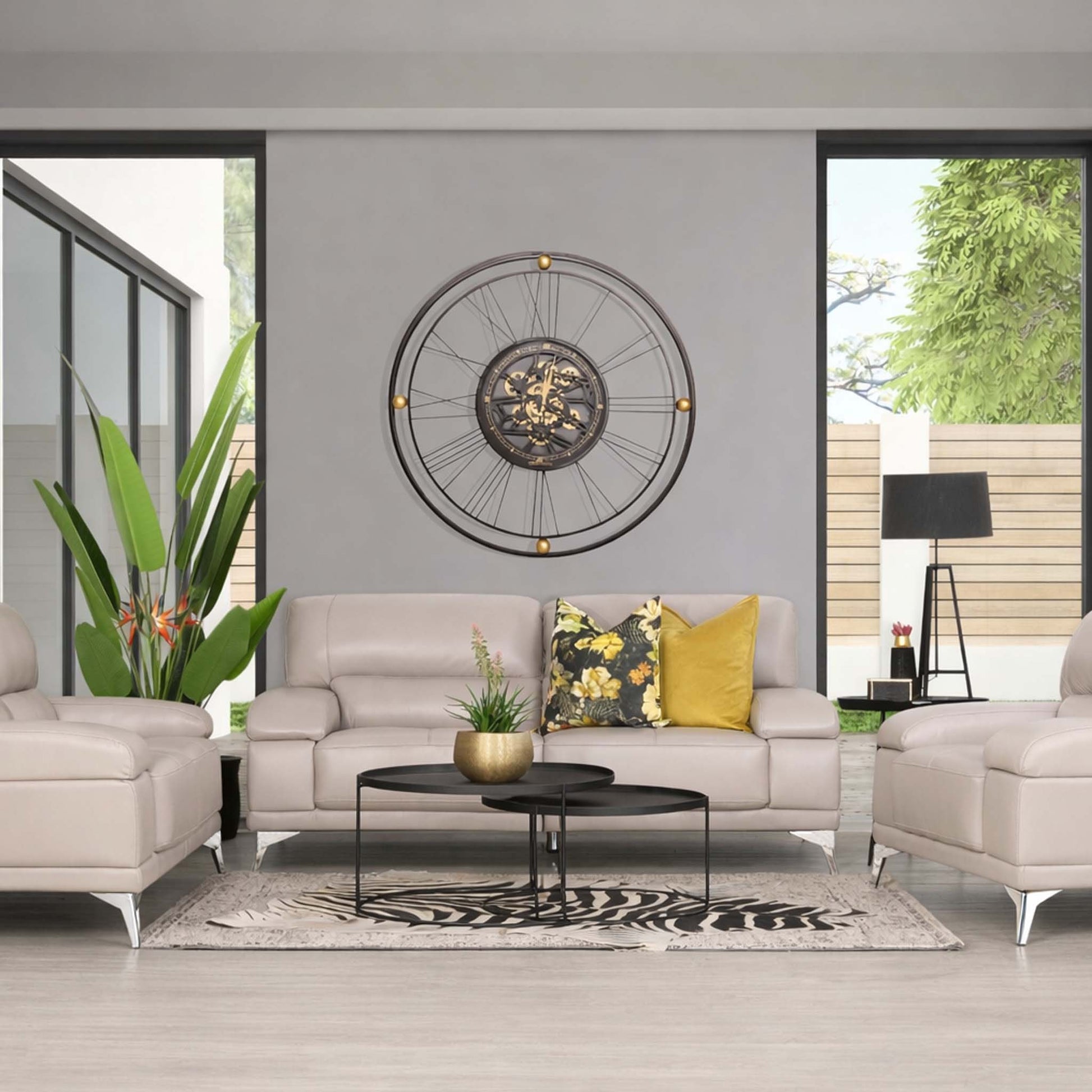 Adaline 3+2+1 Leather Lounge Suite in Luxe Grey, shown in a sophisticated lounge setting. | Leather couches, couches for sale, sofas and couches, lounge suite