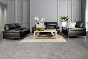 Adaline 3+2+1 Leather Sofa Suite - Available on Special Order Plan Only Leather Sofa Leather Gallery Black 
