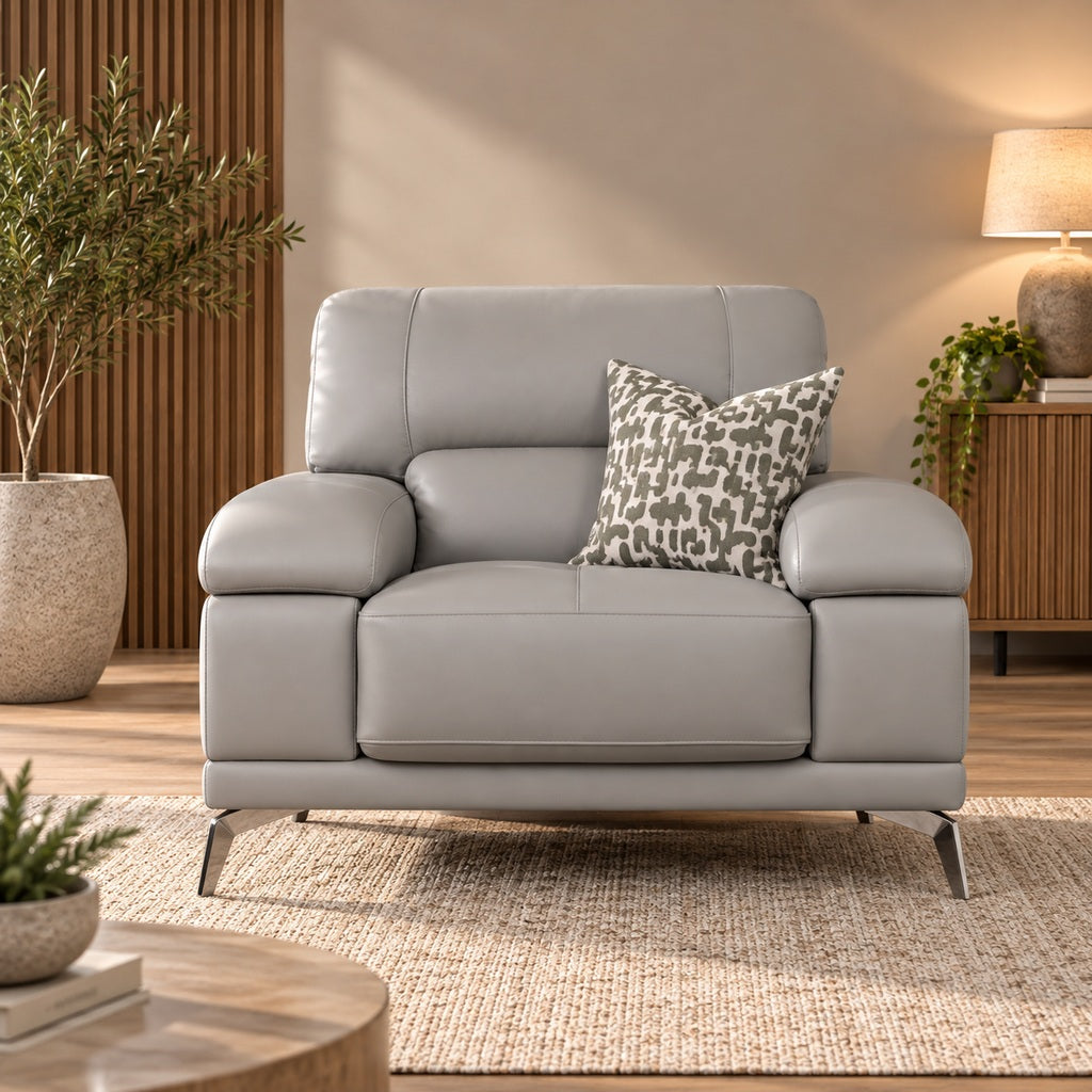 Adaline 1 Seater Leather Sofa Leather Sofa Leather Gallery luxe Grey