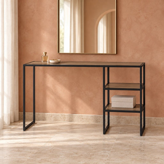 Addison Beauty Bureau / Desk Leather Gallery Antique Natural Oak Black Length 500 x Depth 500 x Height 600