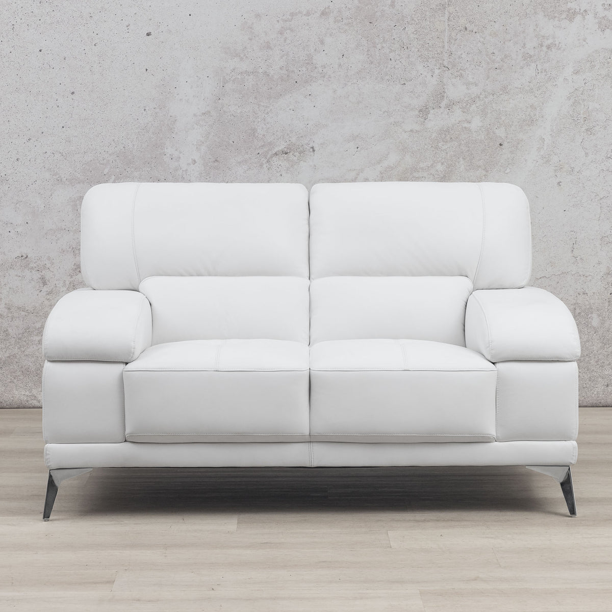 Front view Adaline 2 Leather Sofa Suite Leather Sofa Leather Gallery- urban white