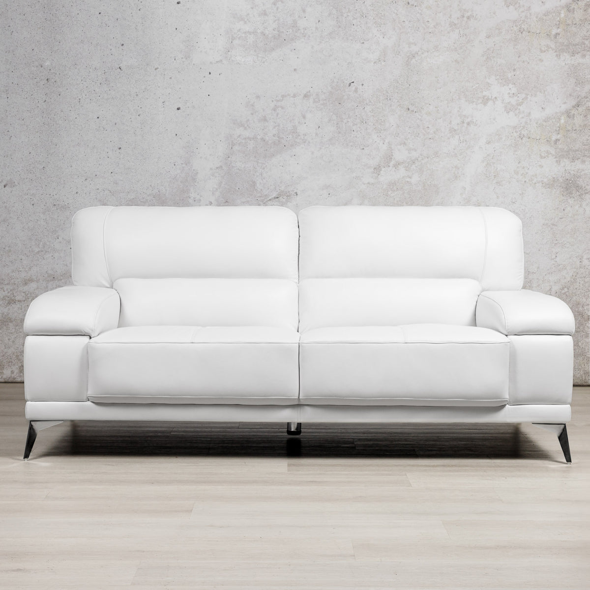 Front view of Adaline 3 seater leather couch - Urban white | Leather couches, three seater couch, sofas and couches, couches sale, bedroom couch