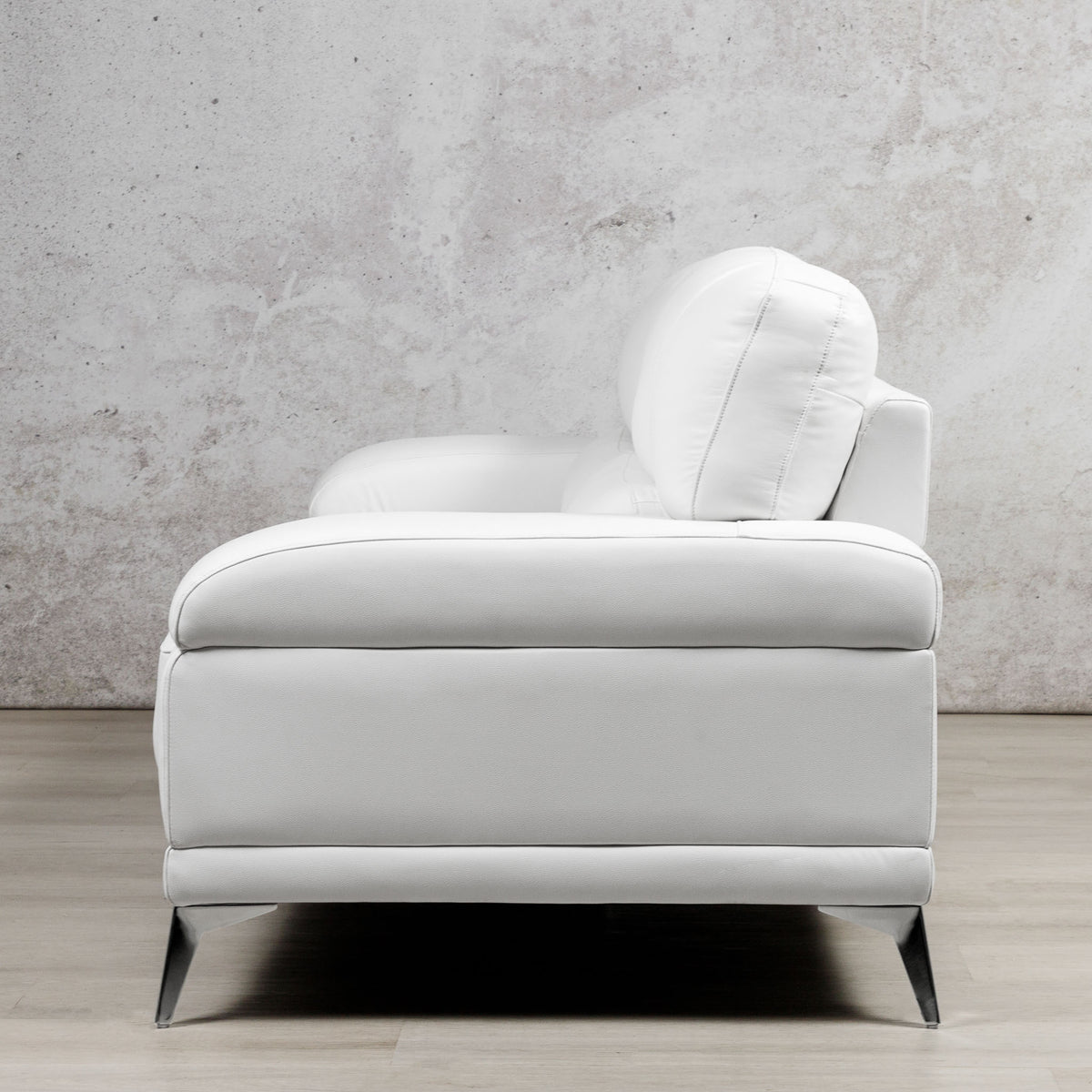 Side view Adaline 3 Leather Sofa Suite Leather Sofa Leather Gallery- urban white