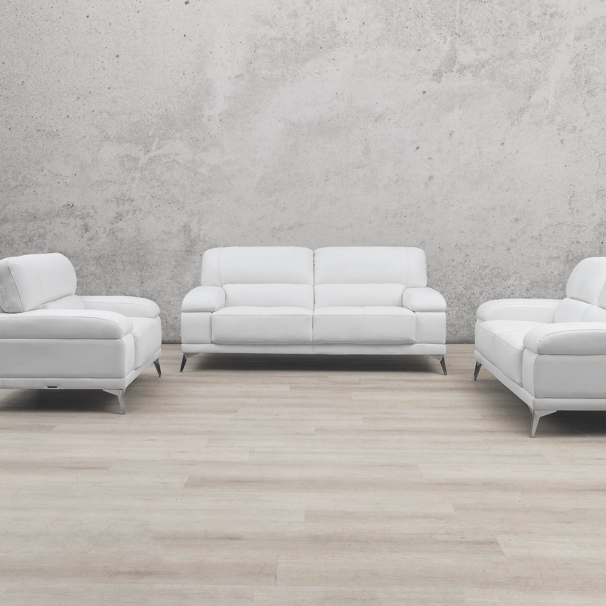 Adaline 3+2+1 Leather Lounge Suite - Urban White, front facing view | Leather couches, leather couches for sale, sofas and couches, lounge suite