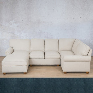 Salisbury Fabric U-Sofa Chaise Sectional - LHF Fabric Corner Suite Leather Gallery Air Force Blue 