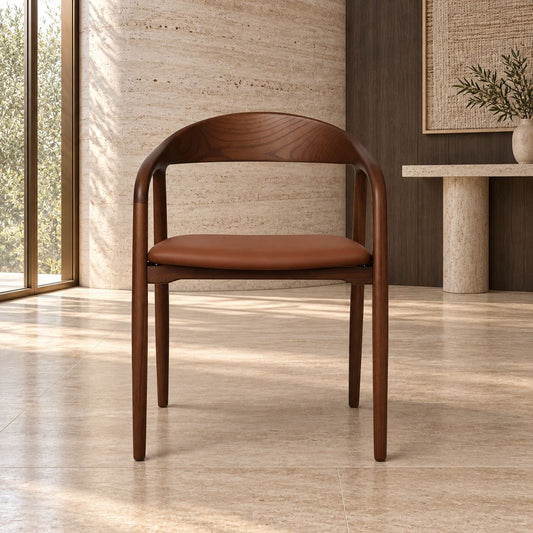 Alaric Walnut Dining Chair, wood dining chair, leather dining chair 