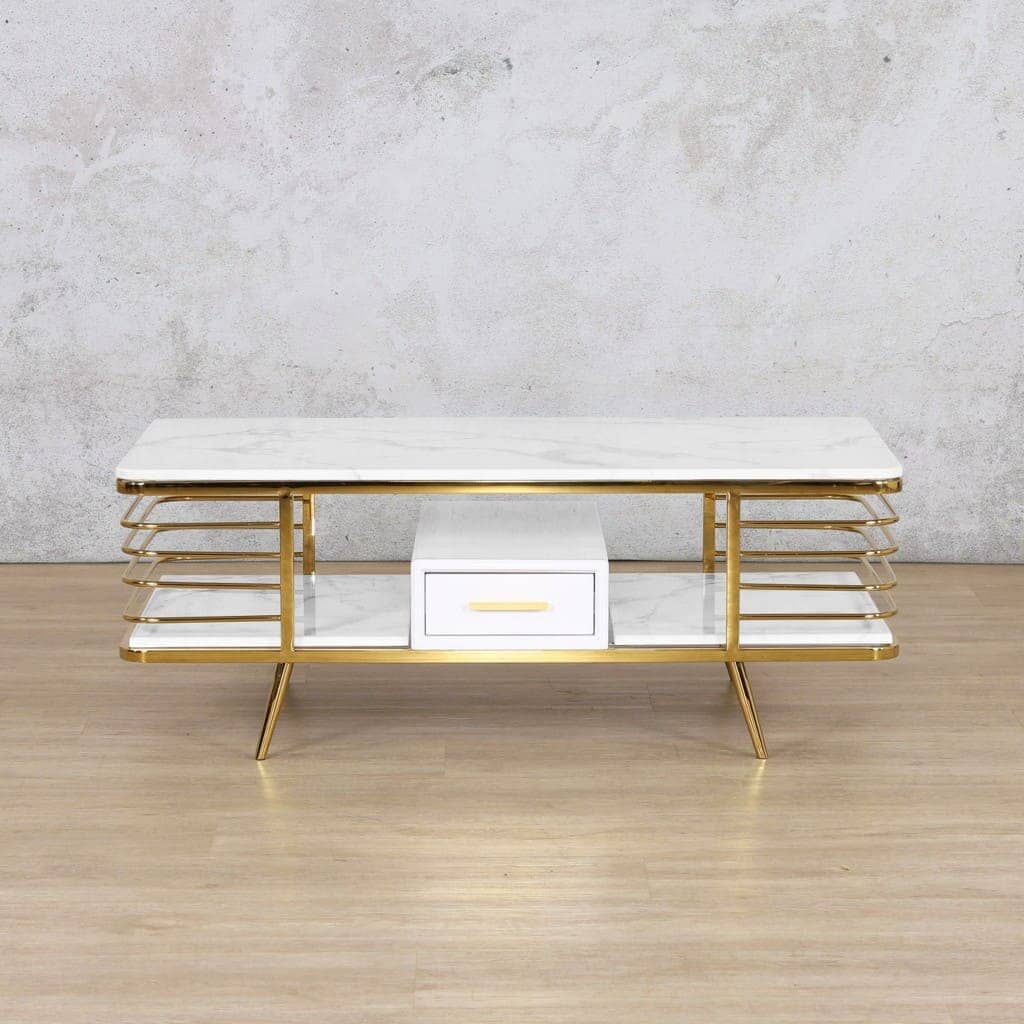Alba Coffee Table Gold - Available on Special Order Plan Only Coffee Table Leather Gallery Stainless Steel Gold 