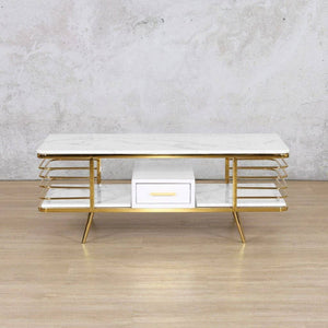 Alba Coffee Table Gold Coffee Table Leather Gallery Stainless Steel Gold 