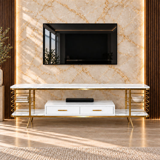 Alba Modern TV Unit - Gold - Stainless Steel Gold - Coffee Table