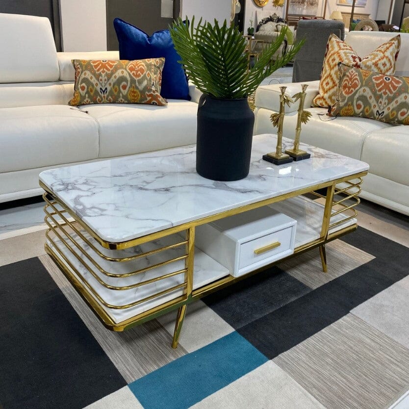 Alba Coffee Table in Gold - Warehouse Clearance Coffee Table Leather Gallery 