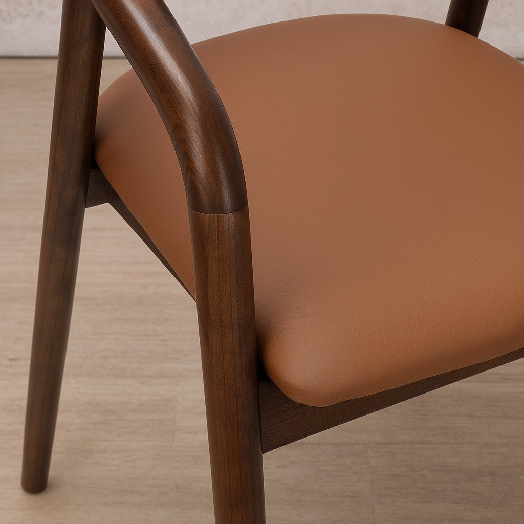 Alden Walnut Dining Chair close up | wood dining chairs, dining chairs for round table, leather dining chairs 