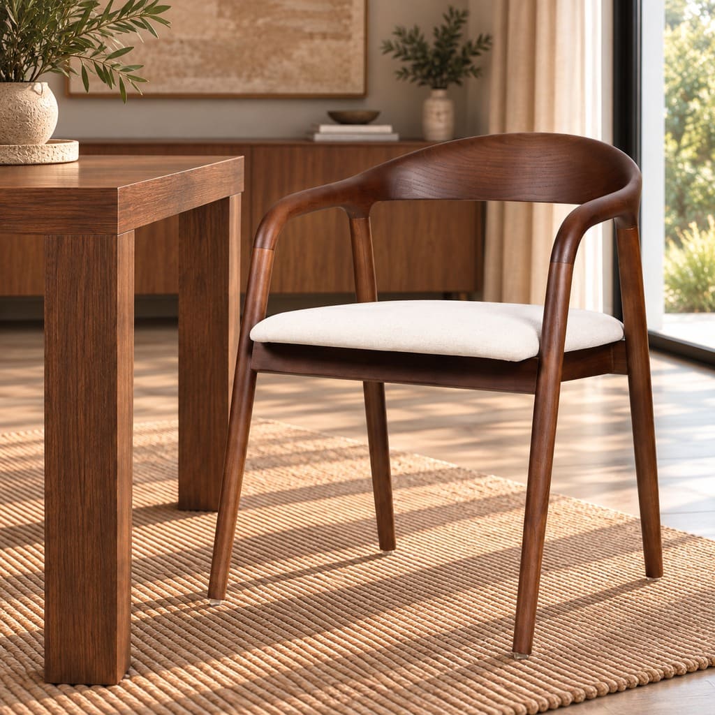 Alden Fabric Dining Chair - Walnut