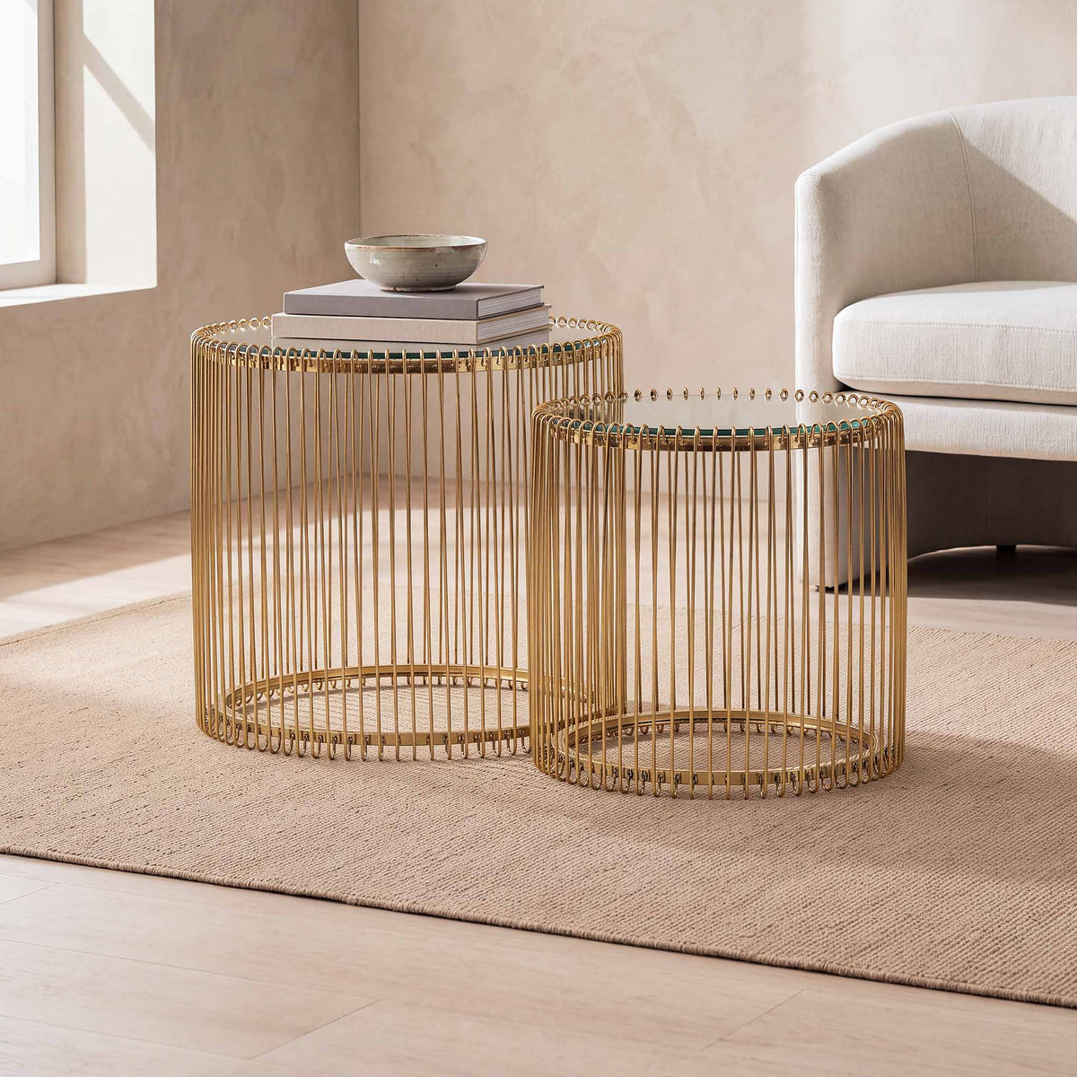 Antilia Coffee Table Gold - Mirror Top - Coffee Table