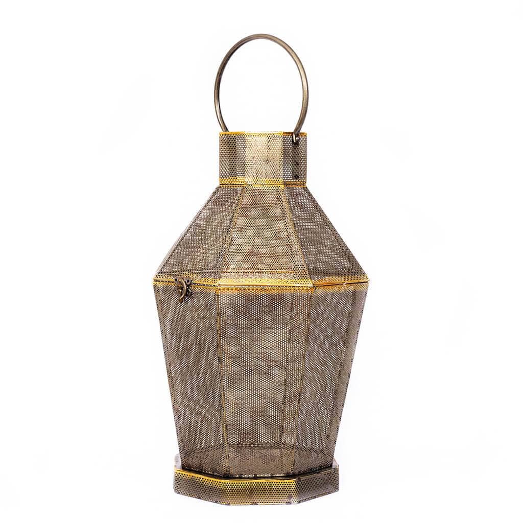 Anya Gold Metal Mesh Lantern Lanterns Leather Gallery 