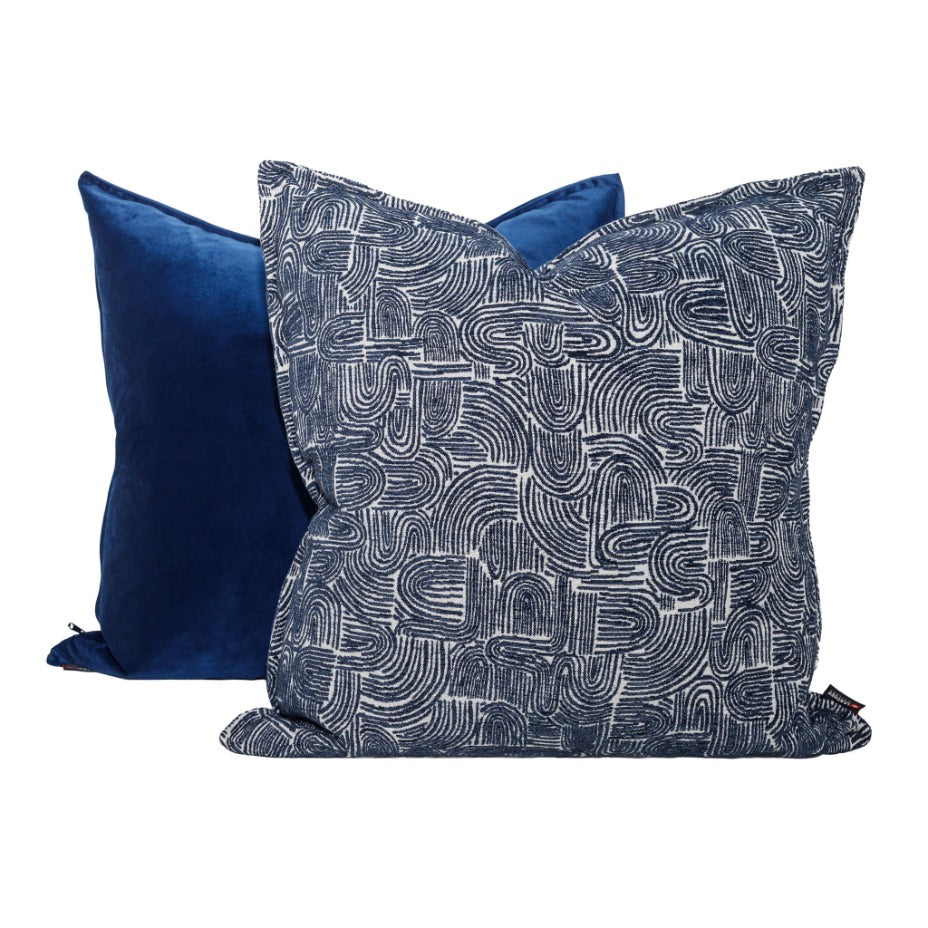 Arc Nautical Blue Cushion | Leather Gallery
