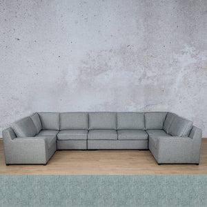 Rome Fabric Modular U-Sofa Sectional Fabric Corner Suite Leather Gallery Quail Shell 