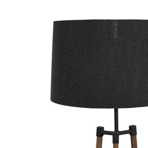 Avery Side Lamp (Charcoal Shade + Wood & Black Metal Body) Side Lamp Leather Gallery 