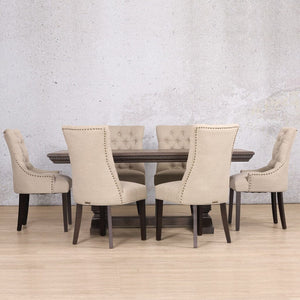 Belmont Fluted Wood & Duchess 6 Seater Dining Set Dining room set Leather Gallery 