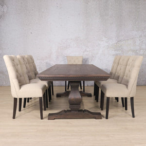 Belmont Fluted Wood Top & Duchess 8 Seater Dining Set Dining room set Leather Gallery 