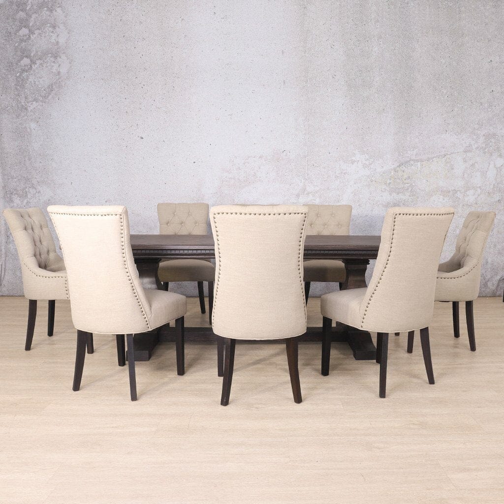 Belmont Fluted Wood Top & Duchess 8 Seater Dining Set Dining room set Leather Gallery 