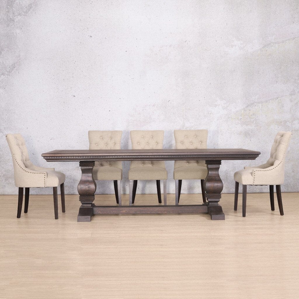 Belmont Fluted Wood Top & Duchess 8 Seater Dining Set Dining room set Leather Gallery 