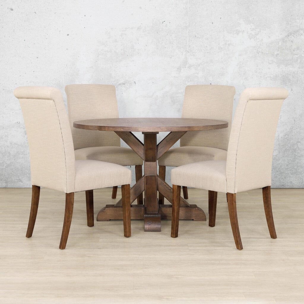 Berkeley Round 1200 4 Seater & Baron Dining Set Dining Table Leather Gallery 