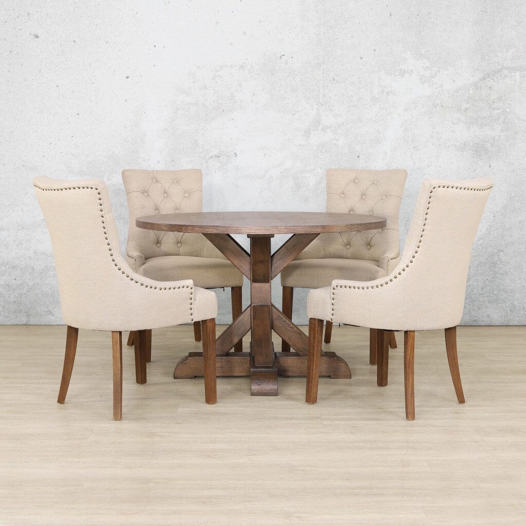 Berkeley Round 1200 4 Seater & Duchess Dining Set Dining Table Leather Gallery 