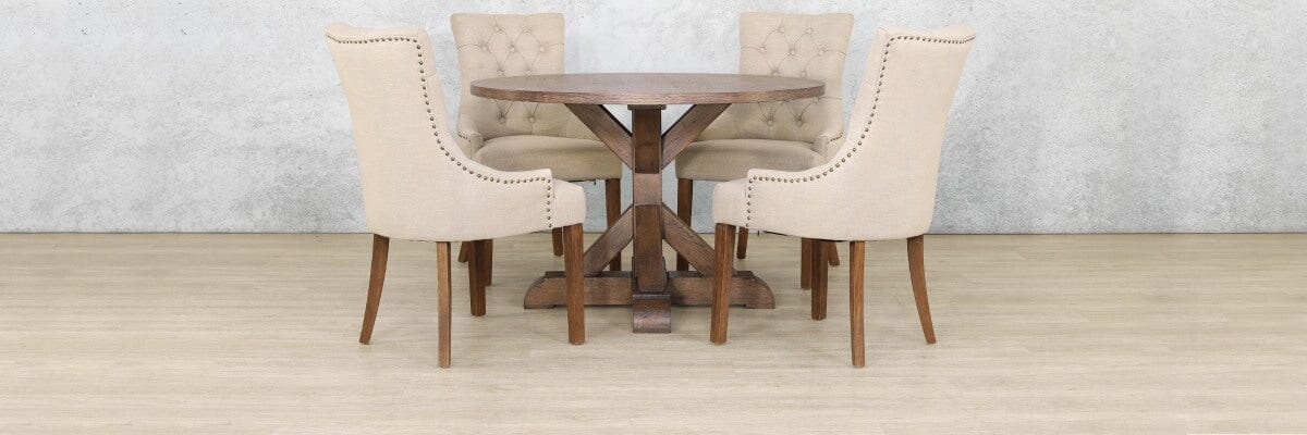 Berkeley Round 1200 4 Seater & Duchess Dining Set Dining Table Leather Gallery 