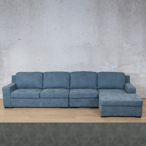 Rome Leather Sofa Chaise Modular Sectional - RHF Leather Sectional Leather Gallery Bedlam Blue Night 