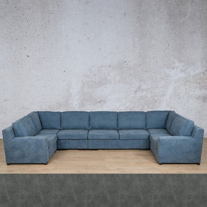 Rome Leather Modular U-Sofa Sectional Leather Sectional Leather Gallery Bedlam Blue Night 
