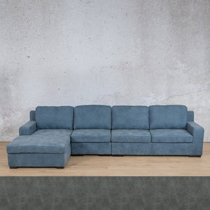 Rome Leather Sofa Chaise Modular Sectional - LHF Leather Sectional Leather Gallery Bedlam Blue Night 