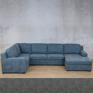 Rome Leather U-Sofa Chaise Sectional - RHF Leather Sectional Leather Gallery Bedlam Blue Night 