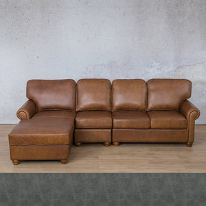 Salisbury Leather Sofa Chaise Modular Sectional - LHF Leather Sectional Leather Gallery Bedlam Blue Night 