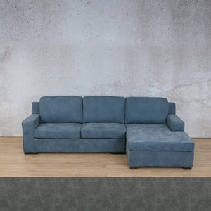 Rome Leather Sofa Chaise Sectional - RHF Leather Sectional Leather Gallery Bedlam Blue Night 