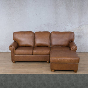 Salisbury Leather Sofa Chaise Sectional - RHF Leather Sectional Leather Gallery Bedlam Blue Night 