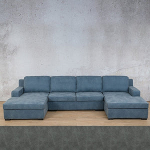 Rome Leather Sofa U-Chaise Sectional Leather Sectional Leather Gallery Bedlam Blue Night 
