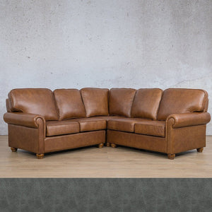 Salisbury Leather L-Sectional - 5 Seater Leather Sectional Leather Gallery Bedlam Blue Night 