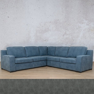 Rome Leather L-Sectional 5 Seater Leather Sectional Leather Gallery Bedlam Blue Night 