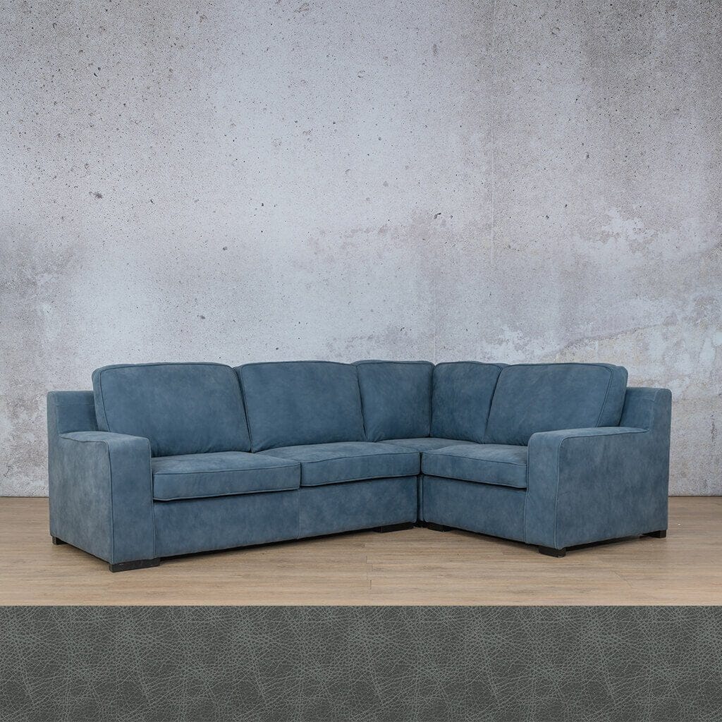 Rome 4 Seater L-Shape Sofa - RHF Leather Sofa Leather Gallery Bedlam Blue Night 