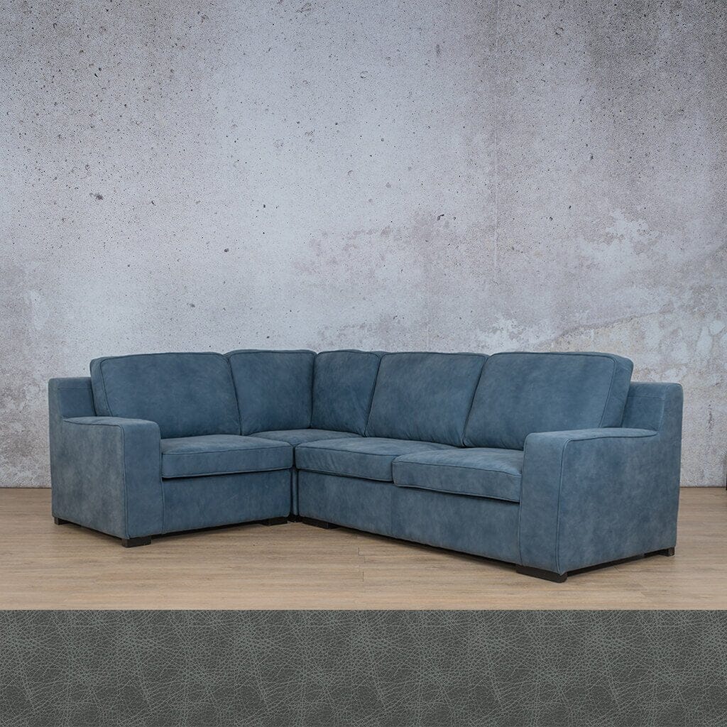 Rome 4 Seater L-Shape Sofa - LHF Leather Sofa Leather Gallery Bedlam Blue Night 