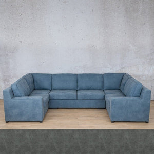 Rome Leather U-Sofa Sectional Leather Sectional Leather Gallery Bedlam Blue Night 