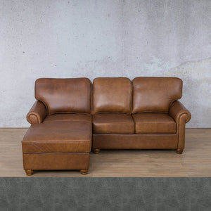 Salisbury Leather Sofa Chaise Sectional - LHF Leather Sectional Leather Gallery Bedlam Blue Night 