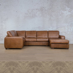 Stanford Leather U-Sofa Chaise - RHF Leather Sectional Leather Gallery Bedlam Taupe 